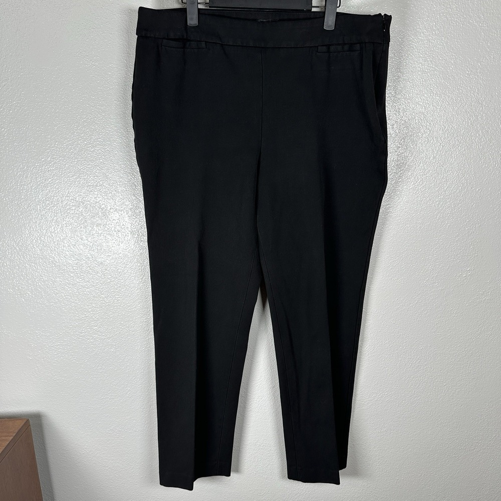 Talbots Refined Bi Stretch Pants Womens Sz 16 Black Side Zip Straight Leg Office